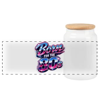 Born for the 80s Neon - Panoramic Cookie Jar with Wooden Lid - white - Front