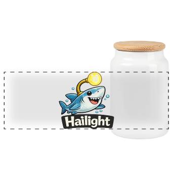 Hai Light / Highlight lustiges Wortwitz Shirt - Panorama Keksdose mit Holzdeckel - Weiß - Vorne