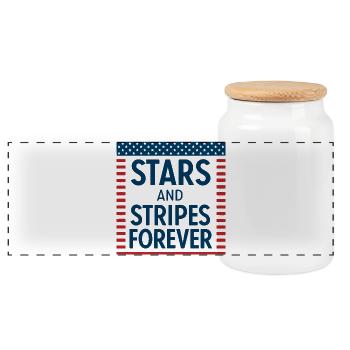 Forever Stars and Stripes - Panoramic Cookie Jar with Wooden Lid - white - Front