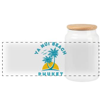 Coucher de soleil à Phuket Palm Beach - Boîte à biscuits avec couvercle en bois - blanc - Devant