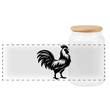 Silhouette du coq - Boîte à biscuits avec couvercle en bois - blanc - Devant