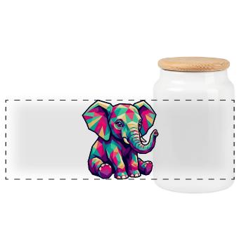 Motif d’éléphant coloré – Éléphant mignon - Boîte à biscuits avec couvercle en bois - blanc - Devant