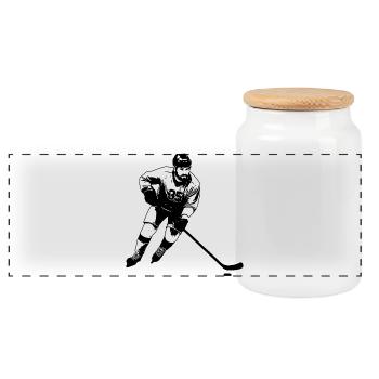 Eishockey - Panoramic Cookie Jar with Wooden Lid - white - Front
