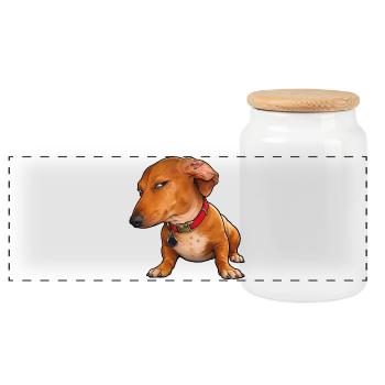 Regard de côté du teckel lundi - Boîte à biscuits avec couvercle en bois - blanc - Devant