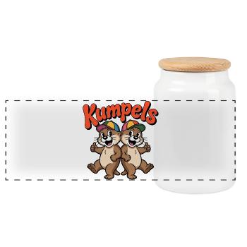 Kumpels Doppelotter Cartoon - Panorama Keksdose mit Holzdeckel - Weiß - Vorne