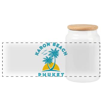 Coucher de soleil du palmier de Karon Beach Phuket - Boîte à biscuits avec couvercle en bois - blanc - Devant