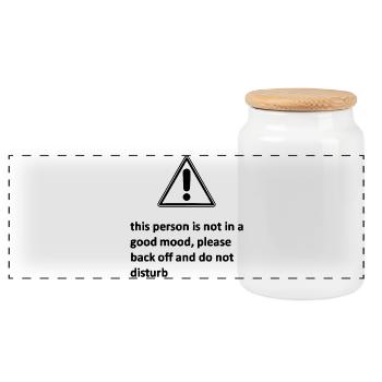 this person is not in a good mood, please back off - Panoramic Cookie Jar with Wooden Lid - white - Front
