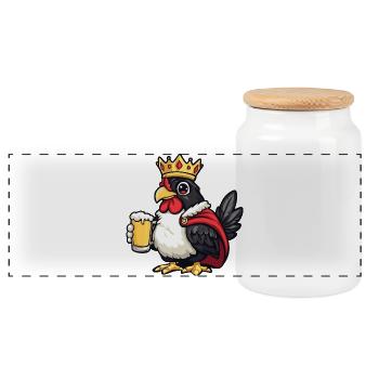 Chicken Beer King - Panoramic Cookie Jar with Wooden Lid - white - Front