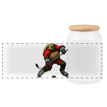 Schildkröten Eishockey - Panorama Keksdose mit Holzdeckel - Weiß - Vorne