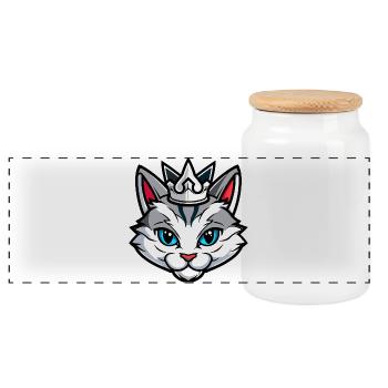 Couronne de tête symbole de chat - Boîte à biscuits avec couvercle en bois - blanc - Devant