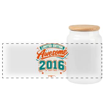 Awesome Since 2016 Limited Edition Birthday - Panoramic Cookie Jar with Wooden Lid - white - Front