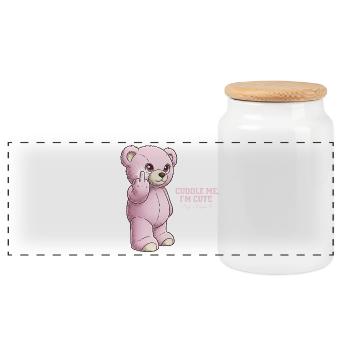 Pink Bär - Panorama Keksdose mit Holzdeckel - Weiß - Vorne