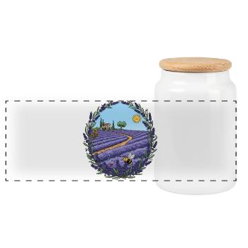 Sentier de lavande au soleil - Boîte à biscuits avec couvercle en bois - blanc - Devant