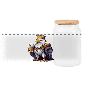 Eagle Beer King - Panoramic Cookie Jar with Wooden Lid - white - Front