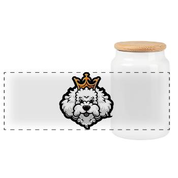 Couronne de chien caniche - Boîte à biscuits avec couvercle en bois - blanc - Devant