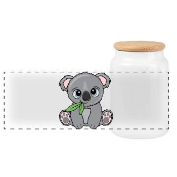Kleiner Koala mit Blatt - Panorama Keksdose mit Holzdeckel - Weiß - Vorne