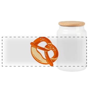 Pretzel - Panoramic Cookie Jar with Wooden Lid - white - Front