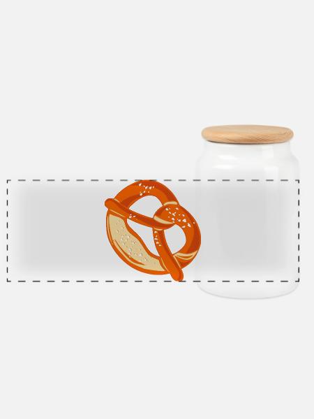 Brezel - Panorama Keksdose mit Holzdeckel - Weiß