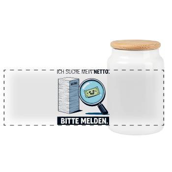 Je cherche mon filet - Boîte à biscuits avec couvercle en bois - blanc - Devant