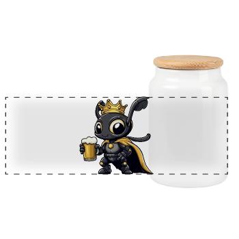 Ant Beer King - Panoramic Cookie Jar with Wooden Lid - white - Front