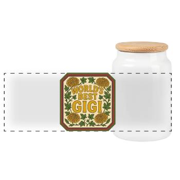 World's Best Gigi Vintage Floral - Panorama Keksdose mit Holzdeckel - Weiß - Vorne