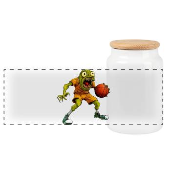 Joueur de basket-ball monstre - Boîte à biscuits avec couvercle en bois - blanc - Devant