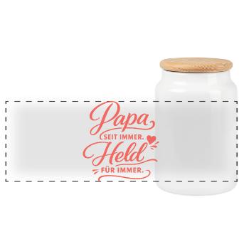 Papa Héros pour toujours – cadeau de la fête des pères - Boîte à biscuits avec couvercle en bois - blanc - Devant