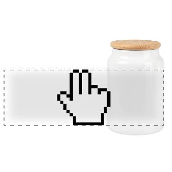 Maushand 2 Finger - Panorama Keksdose mit Holzdeckel - Weiß - Vorne