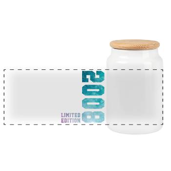 2008 Limited Edition 18 Years Anniversary - Panoramic Cookie Jar with Wooden Lid - white - Front