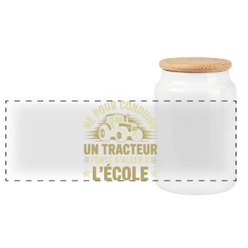 Born to drive a tractor forced to go to the eco - Panoramic Cookie Jar with Wooden Lid - white - Front