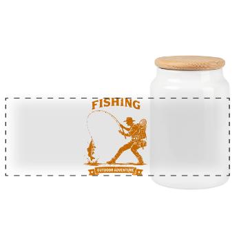 Fishing Outdoor Adventure - Angler Vintage - Panorama Keksdose mit Holzdeckel - Weiß - Vorne
