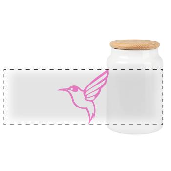 Hummingbird Bird - Panoramic Cookie Jar with Wooden Lid - white - Front