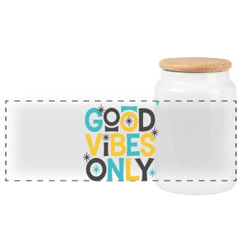 Bonnes Vibrations Uniquement ! - Boîte à biscuits avec couvercle en bois - blanc - Devant