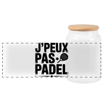 I can't I have padel gift for padel player - Panoramic Cookie Jar with Wooden Lid - white - Front