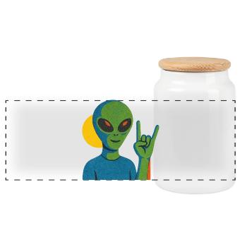 Panneau néon en pierre extraterrestre - Boîte à biscuits avec couvercle en bois - blanc - Devant