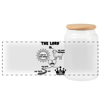 Le Seigneur est - Amour Roi Voie Vérité Vie Lumière - Boîte à biscuits avec couvercle en bois - blanc - Devant