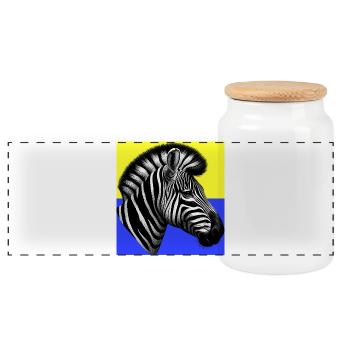 Zebra - Panorama Keksdose mit Holzdeckel - Weiß - Vorne