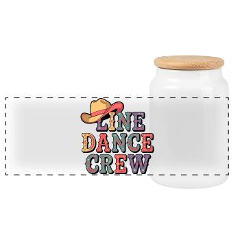 Line Dance Team - Panoramic Cookie Jar with Wooden Lid - white - Front