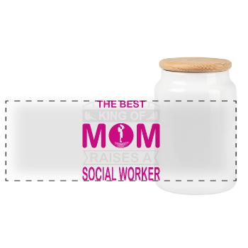 Le meilleur genre de maman élève une assistante sociale - Boîte à biscuits avec couvercle en bois - blanc - Devant