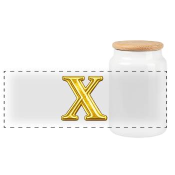 Emblème du X doré - Boîte à biscuits avec couvercle en bois - blanc - Devant