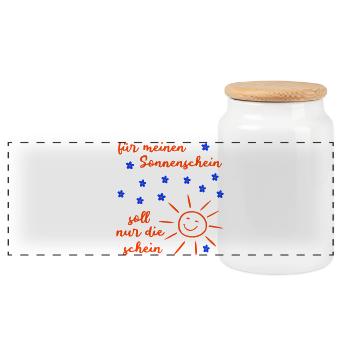 Sonnenschein  - Panorama Keksdose mit Holzdeckel - Weiß - Vorne