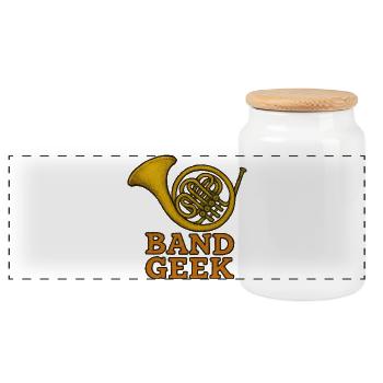 Band Geek Brass Tuba Icon - Panoramic Cookie Jar with Wooden Lid - white - Front
