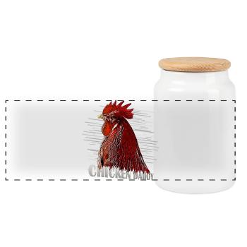 Chicken Fans - - Rooster - ChickenDaddy - Panoramic Cookie Jar with Wooden Lid - white - Front