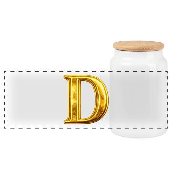 Goldenes D Monogramm - Panorama Keksdose mit Holzdeckel - Weiß - Vorne