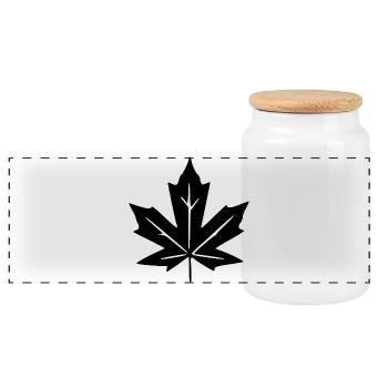 Maple Leaf Leaves Gift Nature Lover - Panoramic Cookie Jar with Wooden Lid - white - Front