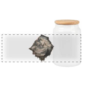 Hiking in the mountains - Panoramic Cookie Jar with Wooden Lid - white - Front