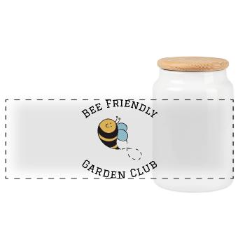 Tee du Jardin des abeilles Friendly Bee Club Gardens - Boîte à biscuits avec couvercle en bois - blanc - Devant