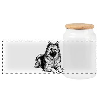 Eurasier | Good Boy - Panorama Keksdose mit Holzdeckel - Weiß - Vorne