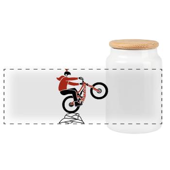 HORJENOŠERKA - Panoramic Cookie Jar with Wooden Lid - white - Front