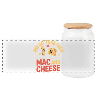 Mac and Cheese Best Friends Paar Design - Panorama Keksdose mit Holzdeckel - Weiß - Vorne